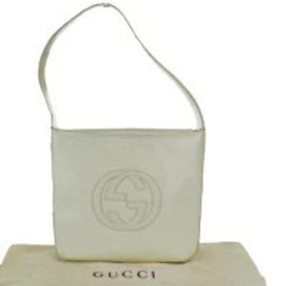 Gucci Interlocking Shoulder Bag Ivory White Leather